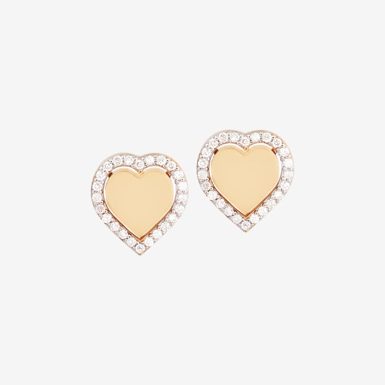 18k Gold Diamond Heart Earrings