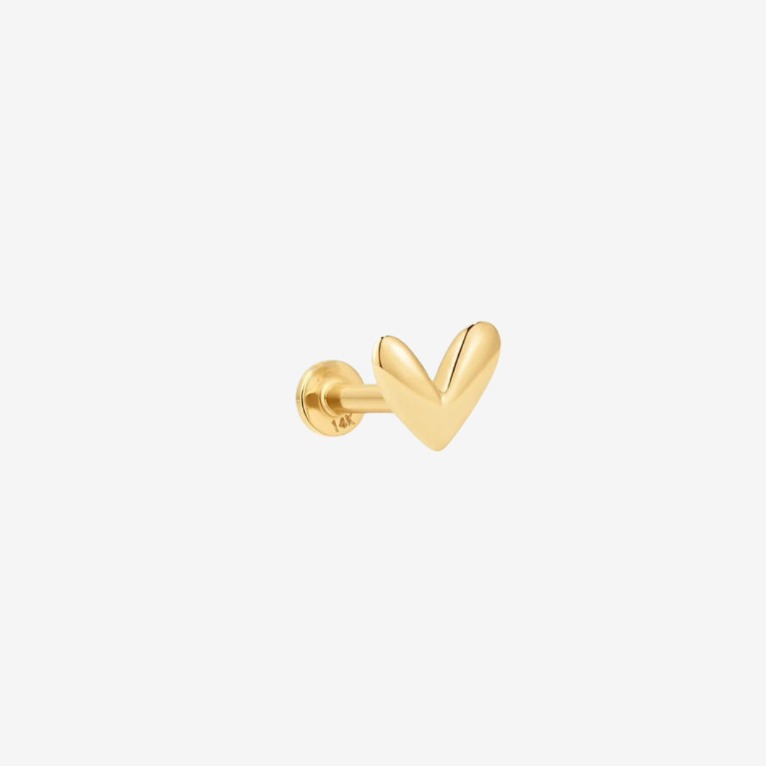 Solid Gold14k Sweet Heart Piercing Threaded