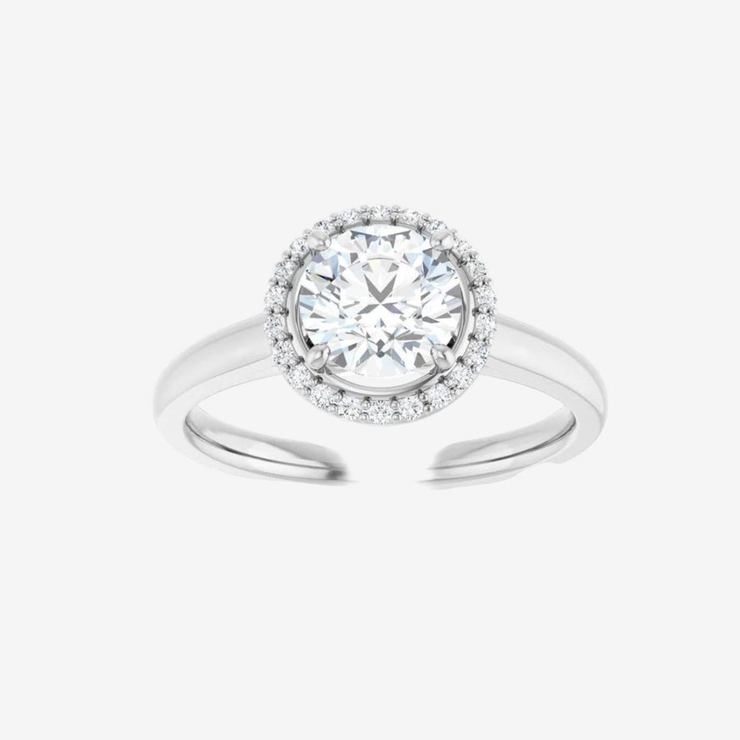 Round Halo-Style Engagement Lab Diamond Ring