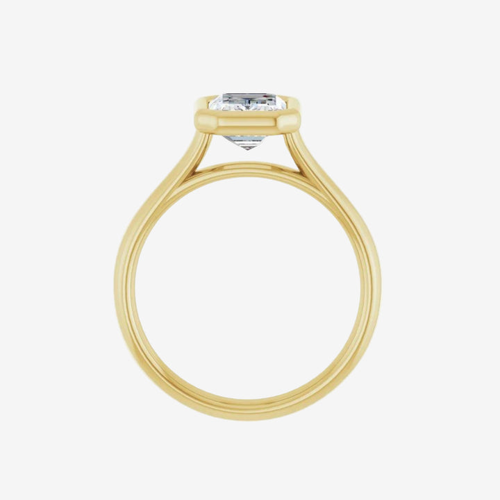 Emerald Bezel Solitaire Lab Diamond Engagement Ring