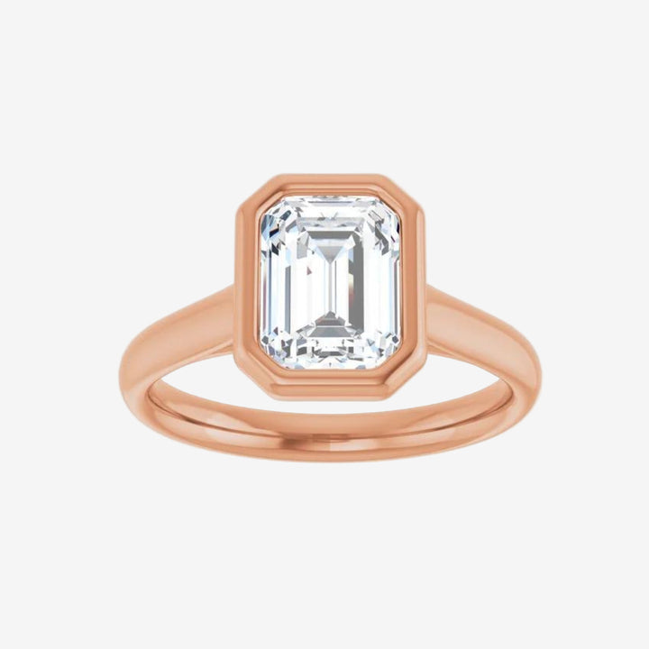 Emerald Bezel Solitaire Lab Diamond Engagement Ring