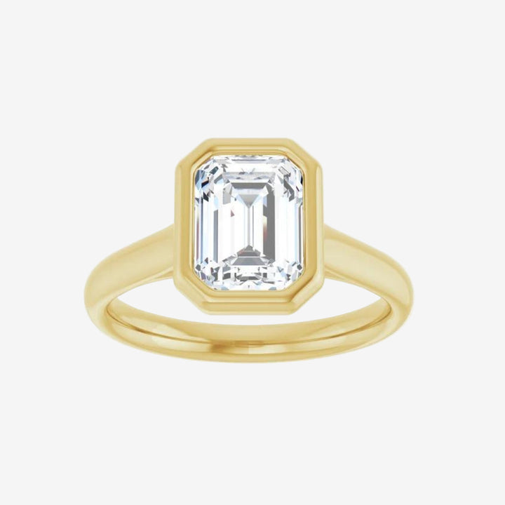 Emerald Bezel Solitaire Lab Diamond Engagement Ring