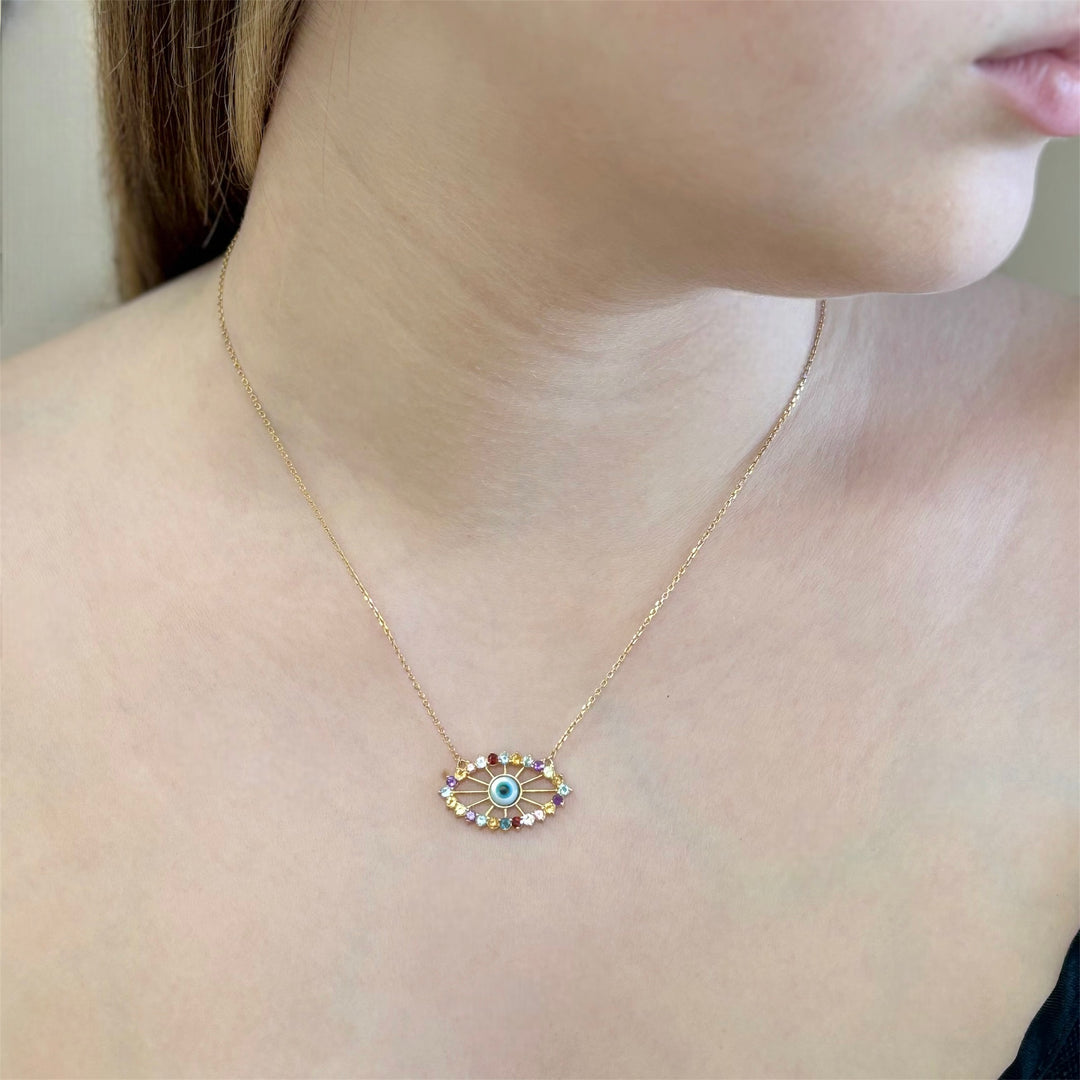 18k Gold Greek Eye Necklace
