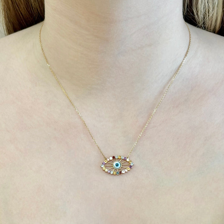 18k Gold Greek Eye Necklace