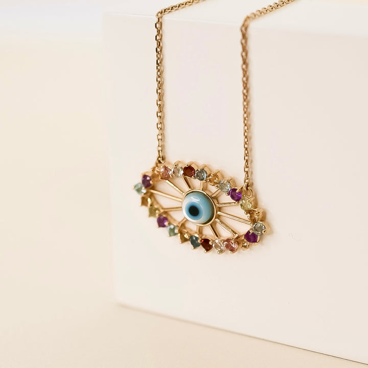 18k Gold Greek Eye Necklace