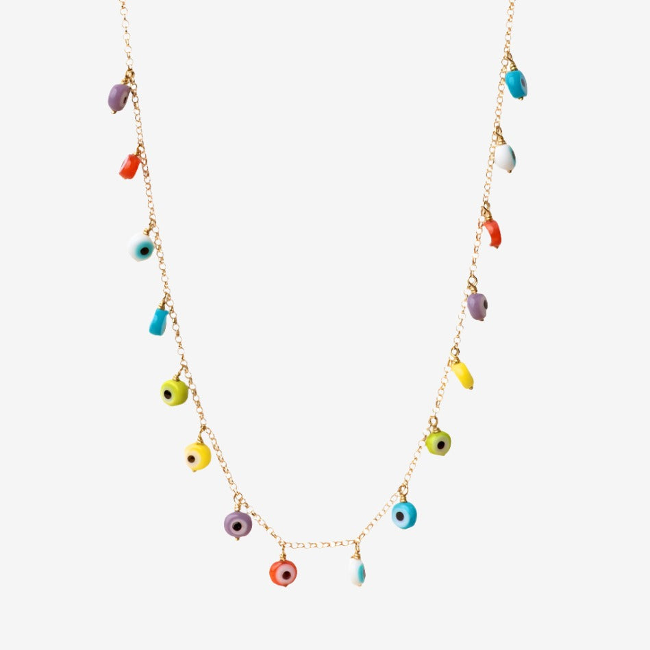 18k Gold Greek Eye Color Necklace