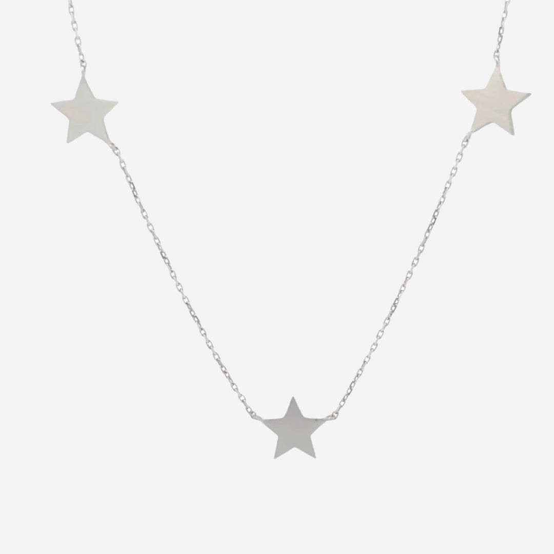 18k Gold Three Star Necklace