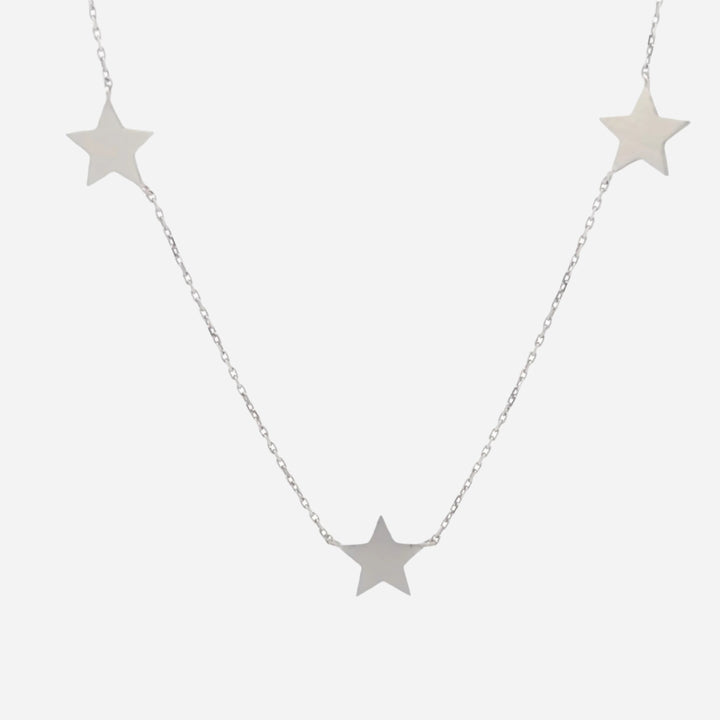 18k Gold Three Star Necklace