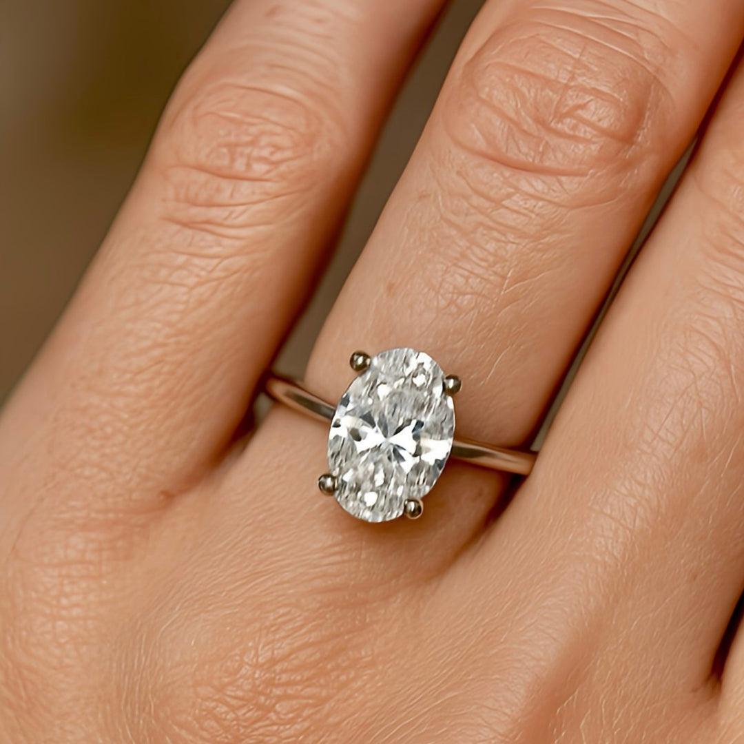 Solitaire Engagement Ring 2.5 Carat Oval Lab Diamond