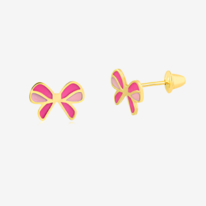 18k Gold Bow Children's Earring