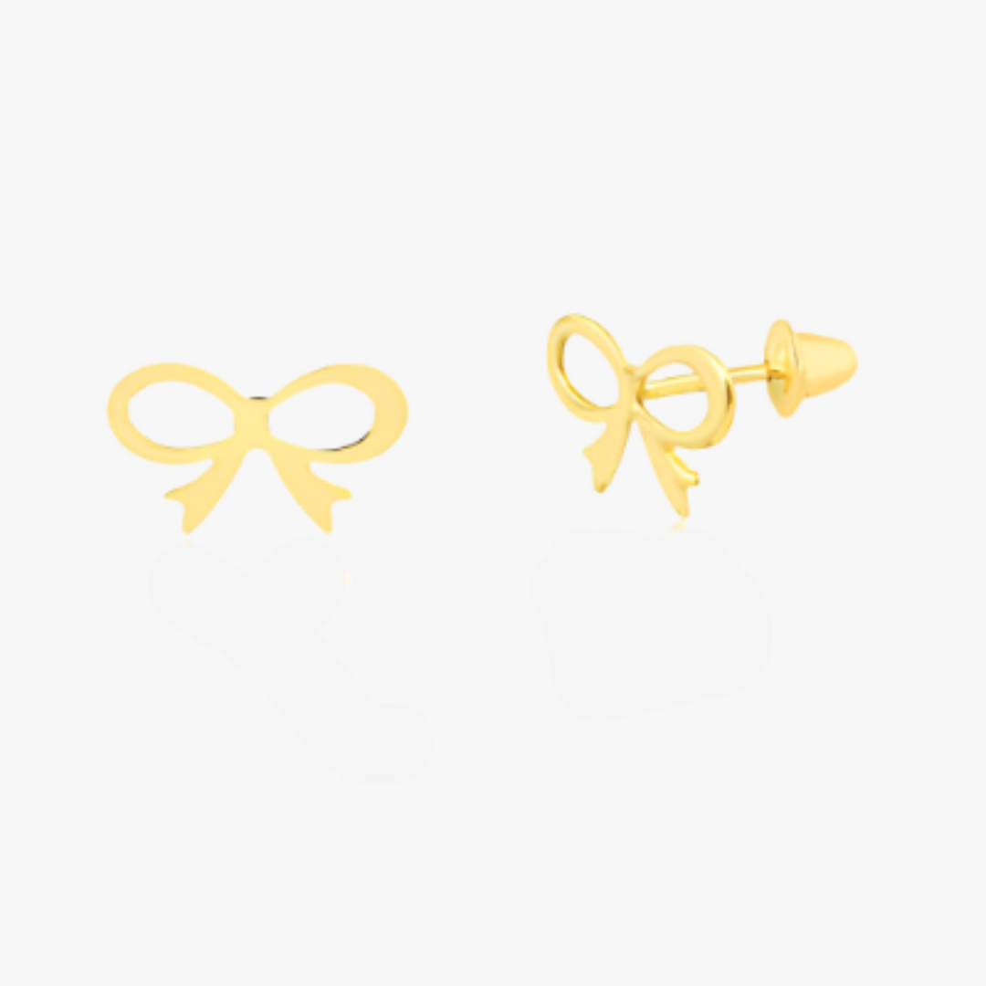 18k Gold Bow Children's Earring