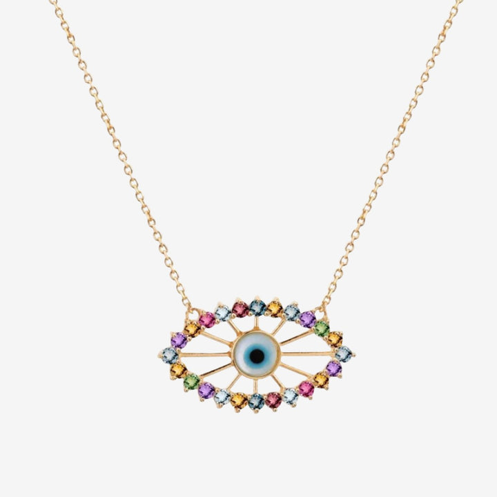 18k Gold Greek Eye Necklace