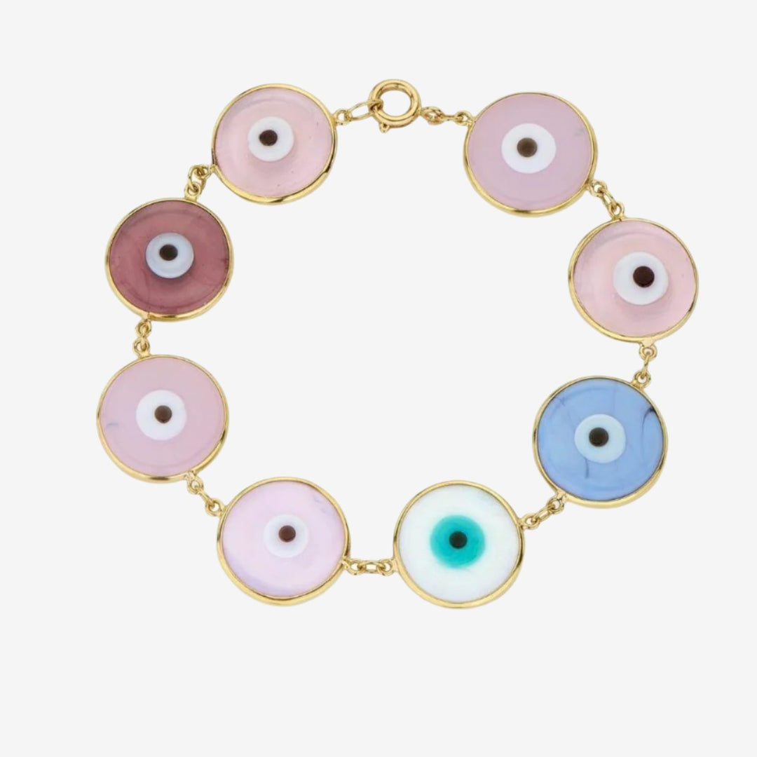 18k Gold Greek Eye Murano Bracelet