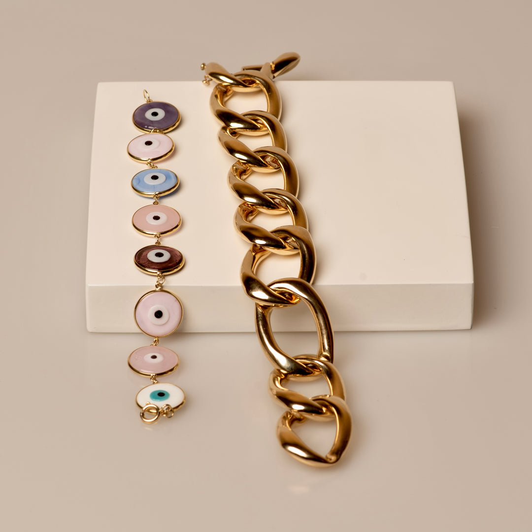 18k Gold Greek Eye Murano Bracelet