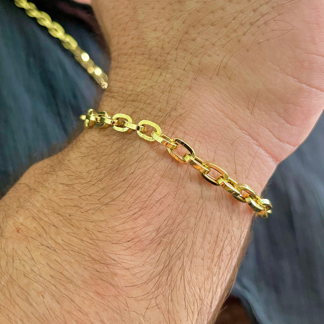 Men's Open Links Bracelet 18k Gold