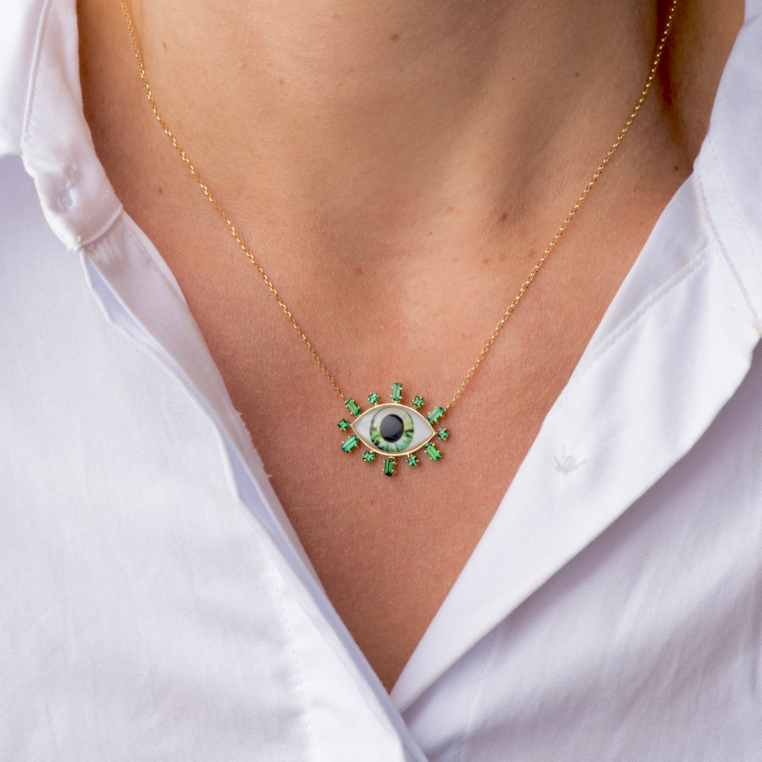 Greek Eye 18k Gold Necklace