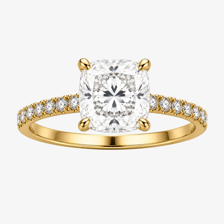 4 CTs Square Cushion Lab-Grown Diamond Engagement Ring 18K Gold or Platinum