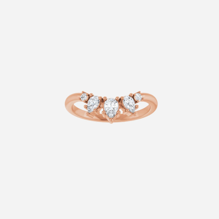 Curved Gold Three Drops Diamond Ring