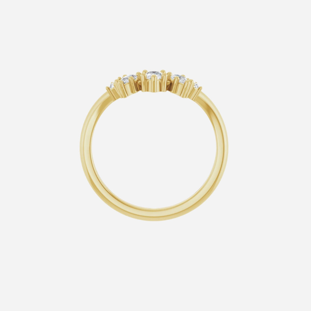 Curved Gold Three Drops Diamond Ring