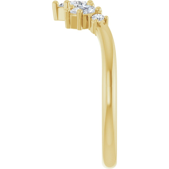 Curved Gold Three Drops Diamond Ring