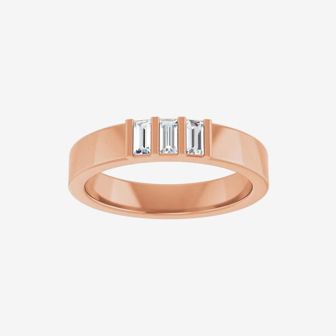 Gold Wedding Band Baguette Three Stones