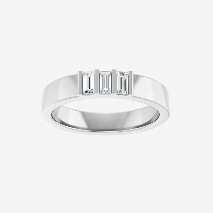 Gold Wedding Band Baguette Three Stones