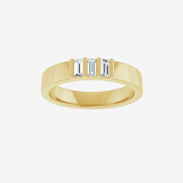 Gold Wedding Band Baguette Three Stones