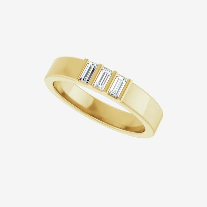 Gold Wedding Band Baguette Three Stones