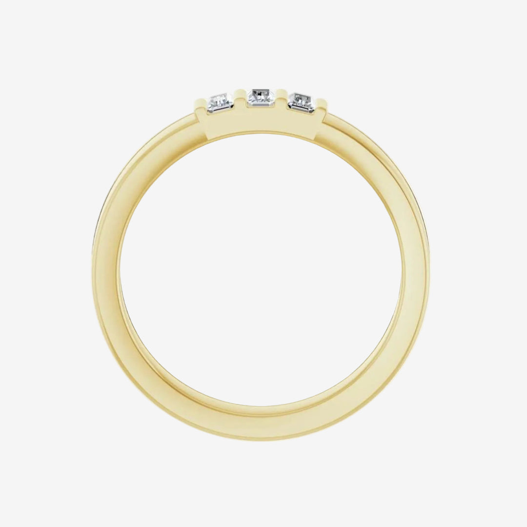 Gold Wedding Band Baguette Three Stones