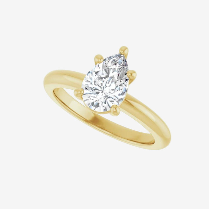 Pear Solitaire Engagement Lab Diamond Ring