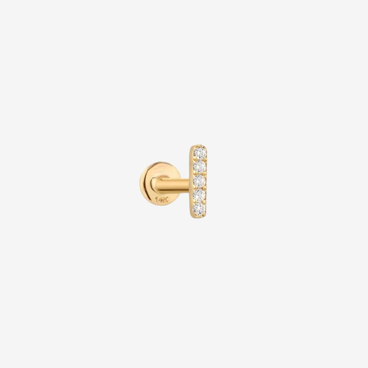 Solid Gold 14k Diamond Piercing Bar Threaded