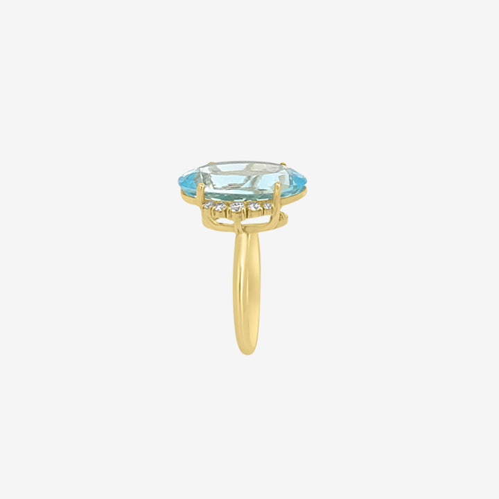 18k Gold Ring Blue Topaz