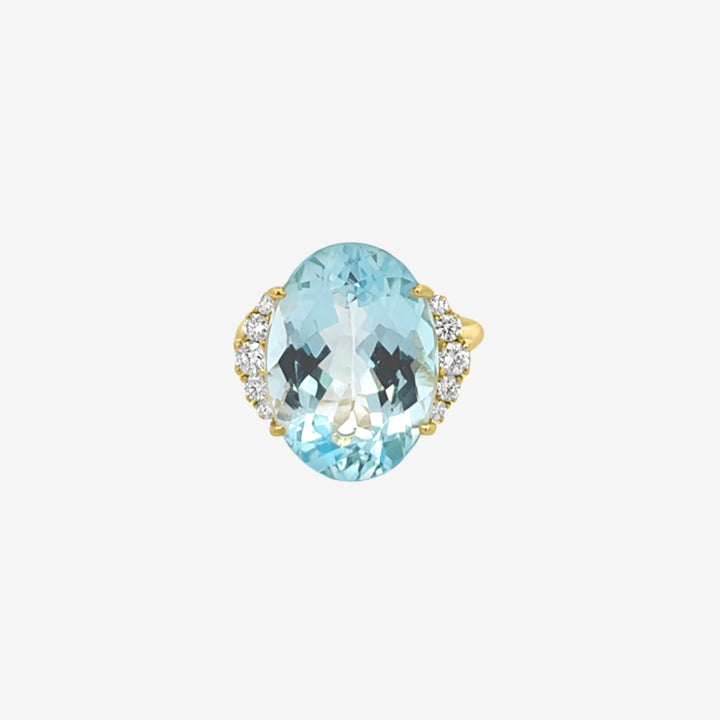 18k Gold Ring Blue Topaz