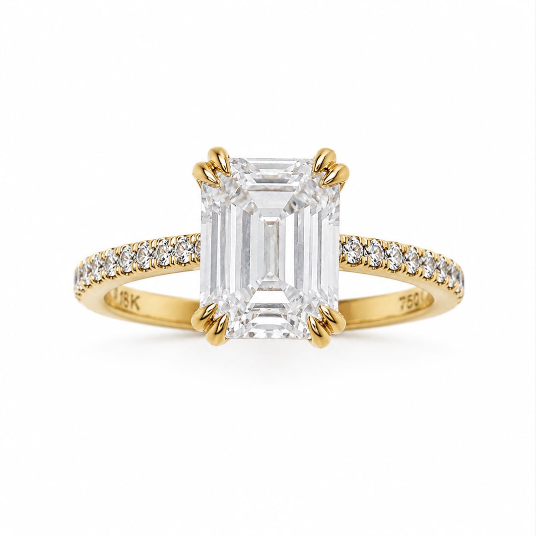 18k yellow gold engagement ring emerald cut 3 CT’s - vvs1 color F