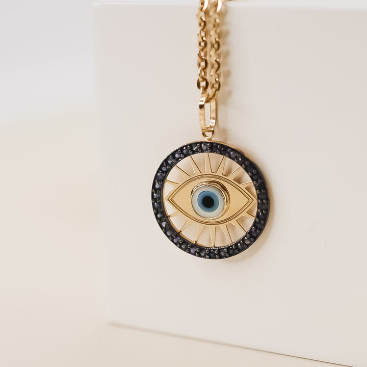 18k Gold Greek Eye Pendant