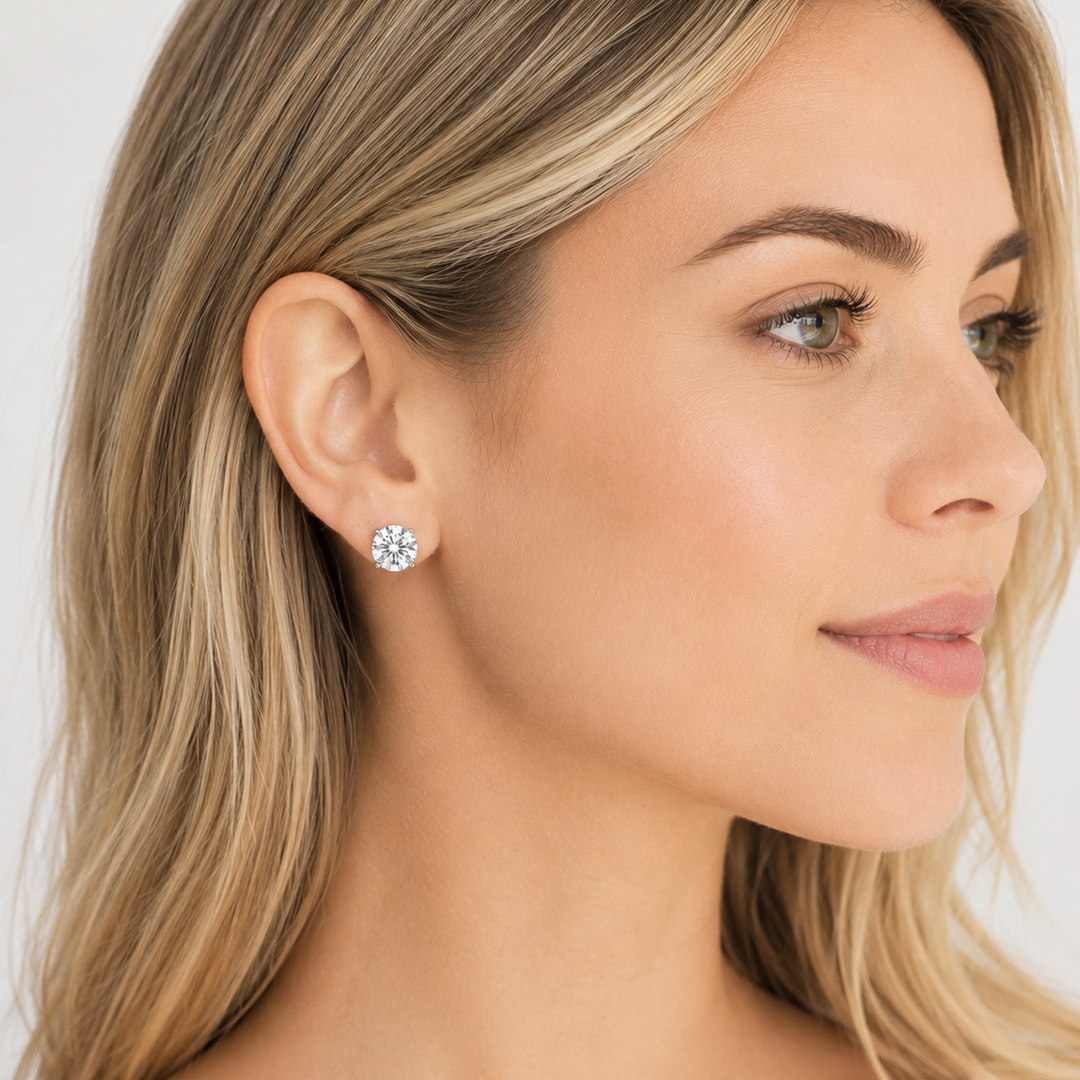 18k white gold 5 ctw Round Colorless Lab Grown Diamond Certified Stud Earrings, E, VS1 | IGI Certified (Copy)
