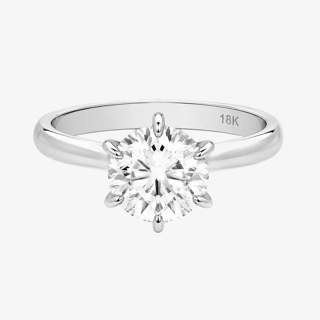 Six-Prong Solitaire Ring in 18K Yellow Gold 3 Cts Lab Grown Diamond
