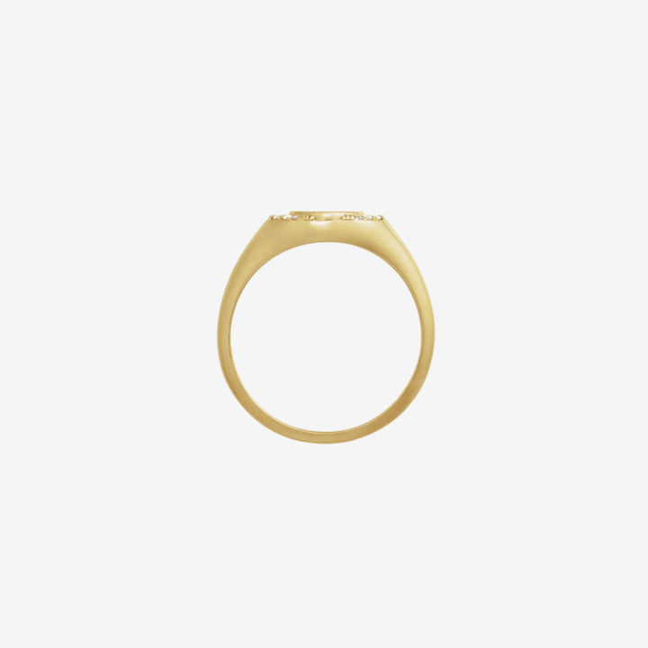 Yellow Gold Engravable Natural Diamond Signet Ring