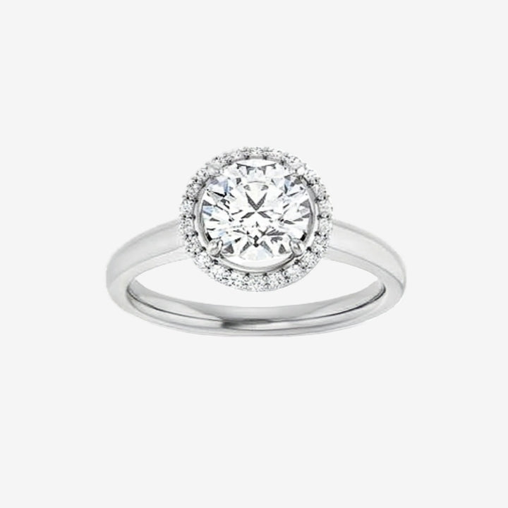 Round Halo-Style Engagement Lab Diamond Ring