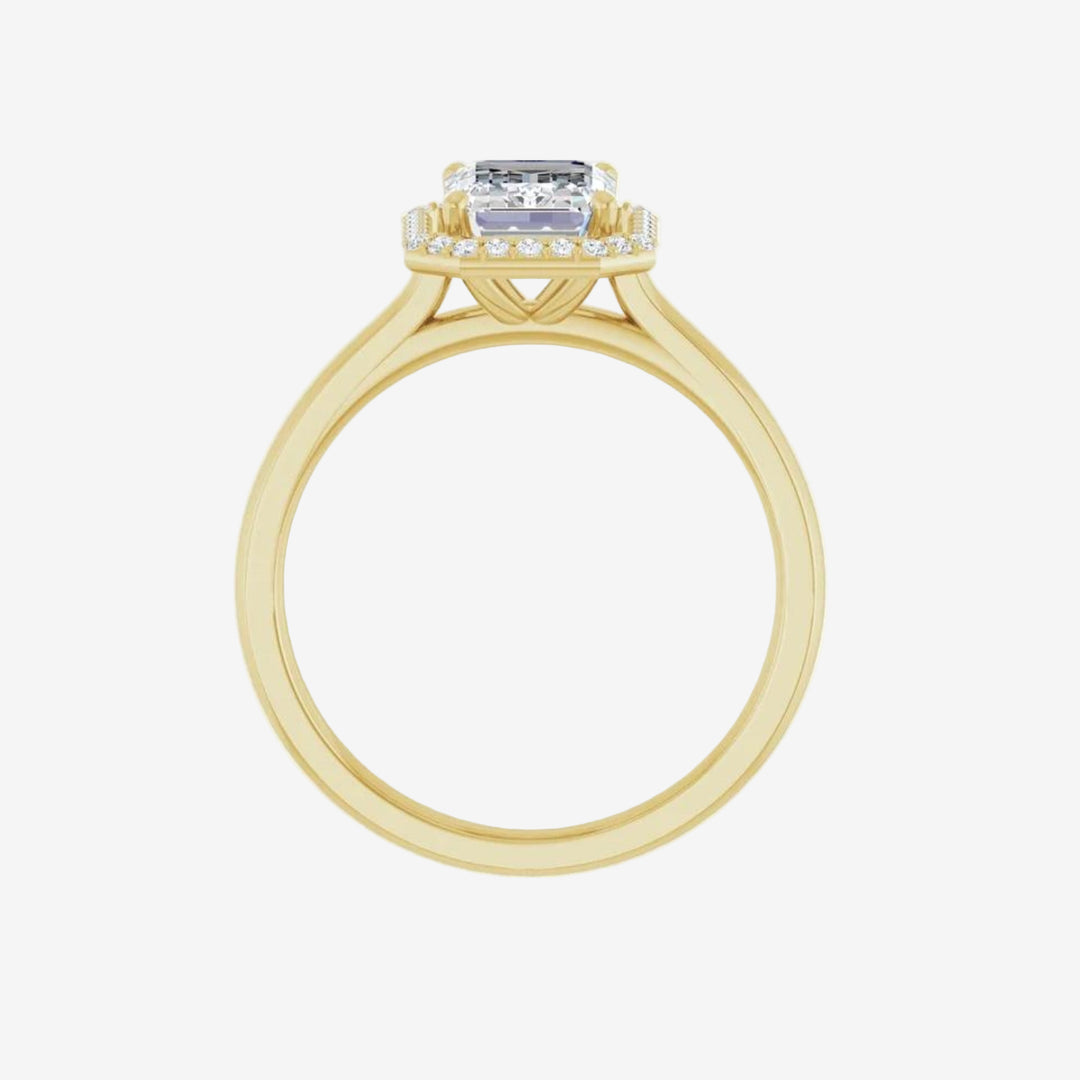 Emerald Halo-Style Engagement Lab Diamond Ring