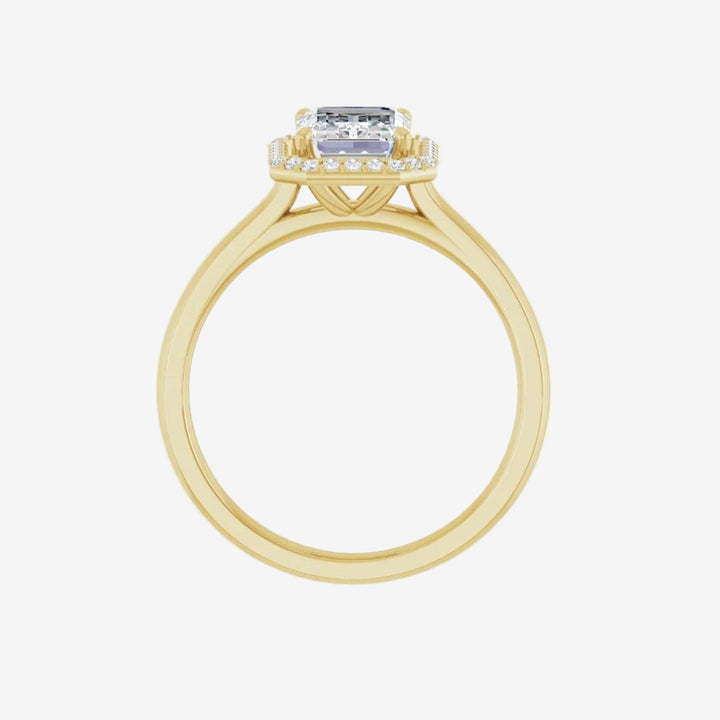 Emerald Halo-Style Engagement Lab Diamond Ring