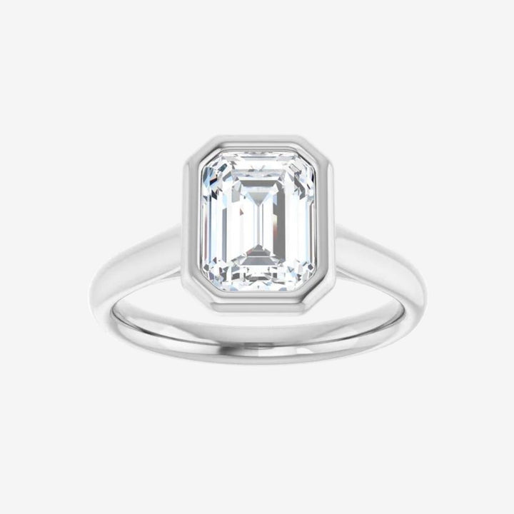 Emerald Bezel Solitaire Lab Diamond Engagement Ring