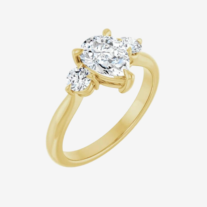 Engagement Ring Gardenia Solid Gold Pear Lab Grown Diamond 3.0 Cts