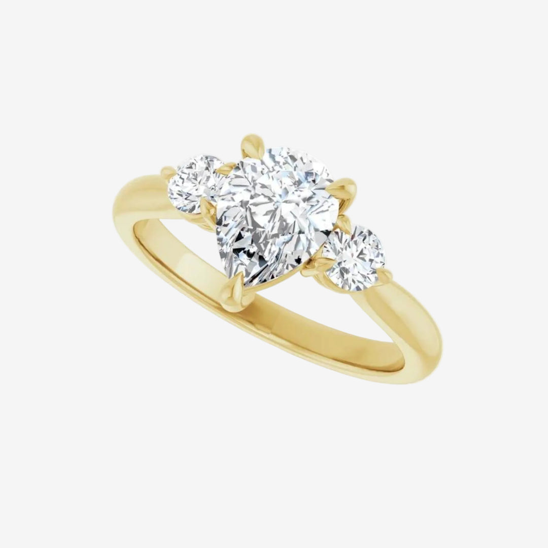 Engagement Ring Gardenia Solid Gold Pear Lab Grown Diamond 3.0 Cts