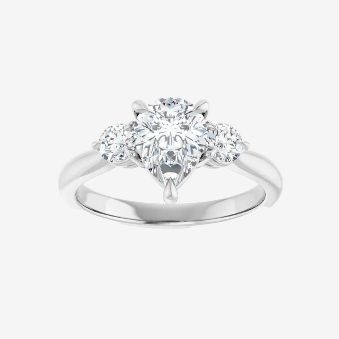 Engagement Ring Gardenia Solid Gold Pear Lab Grown Diamond 3.0 Cts