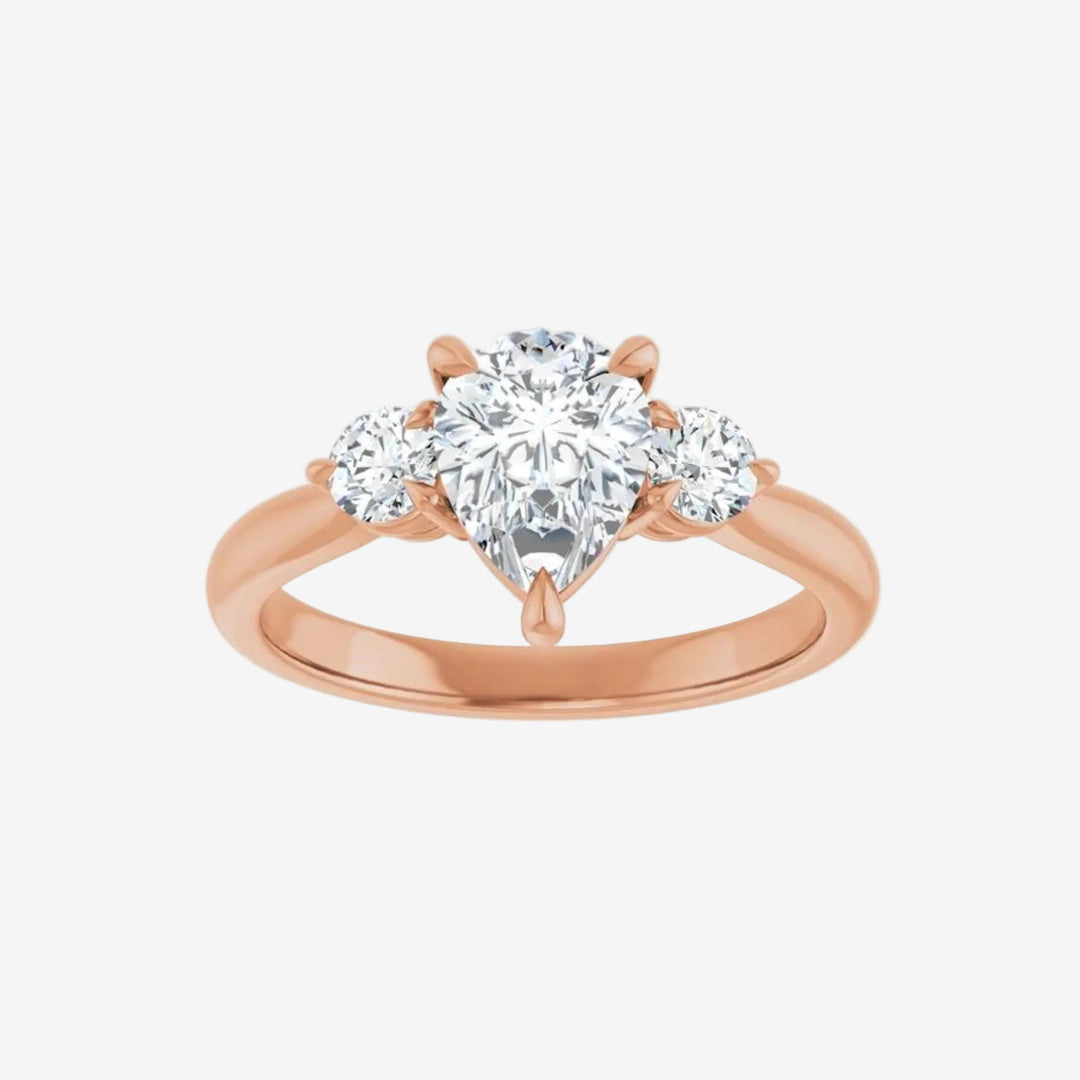 Engagement Ring Gardenia Solid Gold Pear Lab Grown Diamond 3.0 Cts