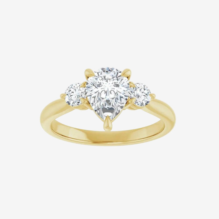 Engagement Ring Gardenia Solid Gold Pear Lab Grown Diamond 3.0 Cts