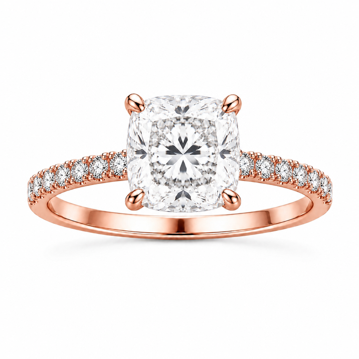 4 CTs Square Cushion Lab-Grown Diamond Engagement Ring 18K Gold or Platinum