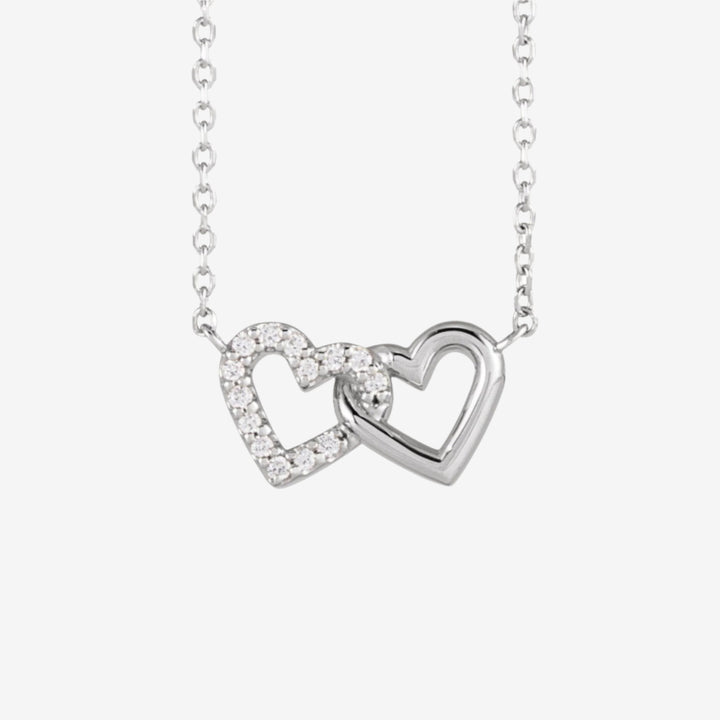 Petite Double Interlocking Heart  Necklace