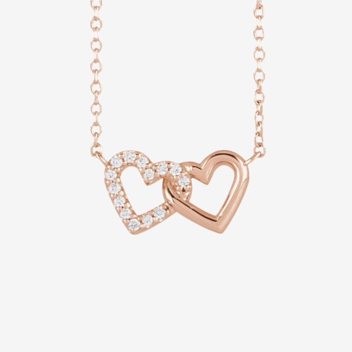 Petite Double Interlocking Heart  Necklace